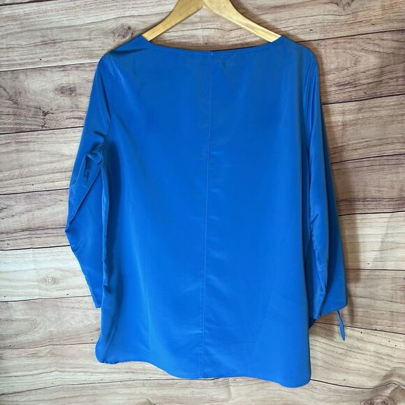 Lands' End Women's Bracelet Sleeve Blouse Top Siam Blue 12 - Picture 9 of 10